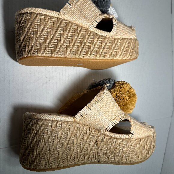 LADIES NEW POM POM WEDGES SIZE 7.5 - Picture 6 of 15